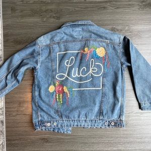 Hand Painted Luck Reunion Jean Jacket
